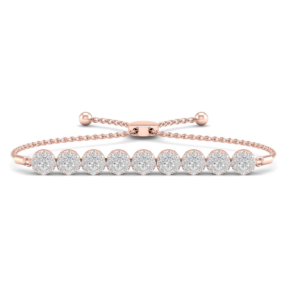 Diamond Bolo Bracelet 1 ct tw Round 14K Rose Gold qCnIc2cG