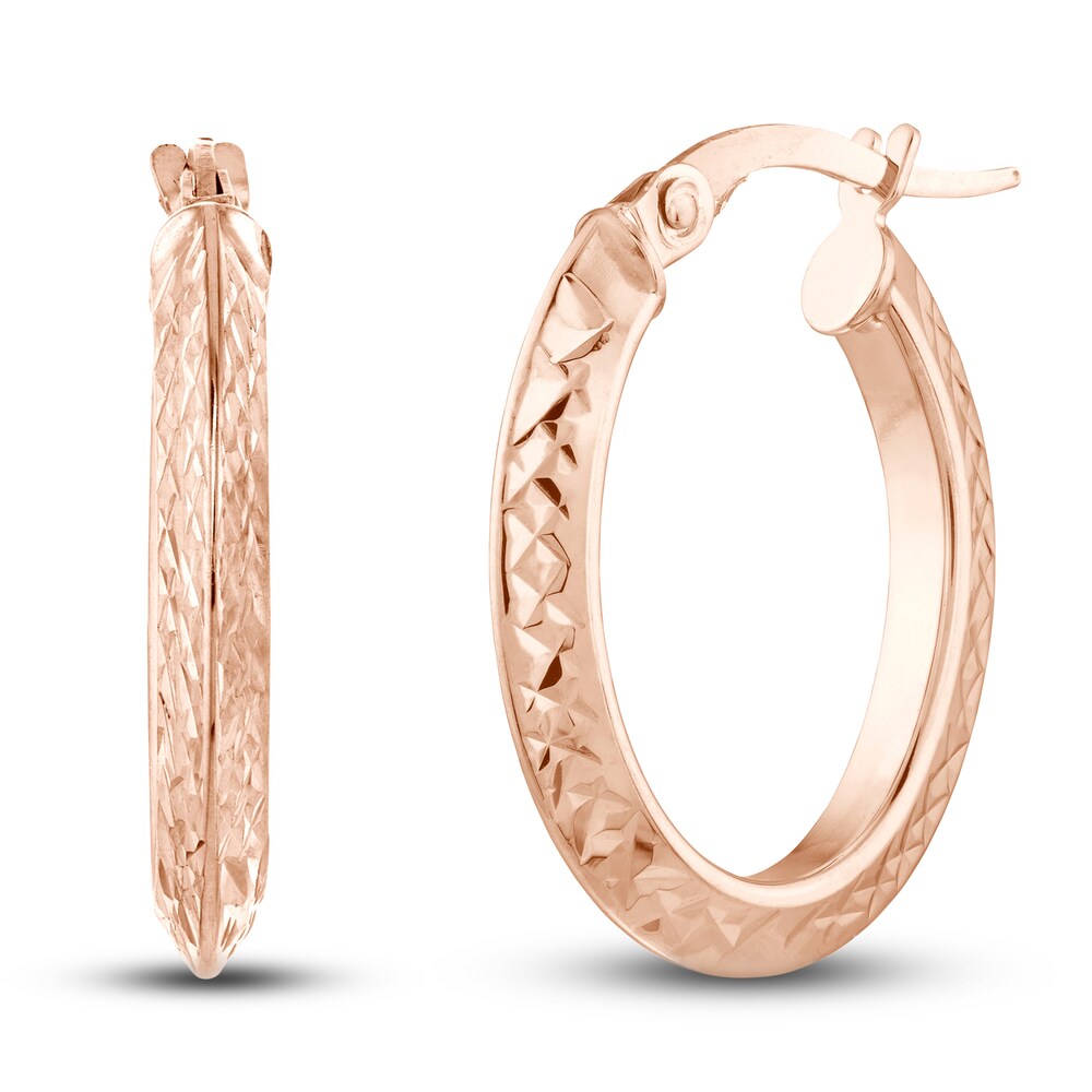 Diamond-Cut Knife Edge Hoop Earrings 14K Rose Gold qFyu8vrl Diamond-Cut Knife Edge Hoop Earrings 14K Rose Gold qFyu8vrl