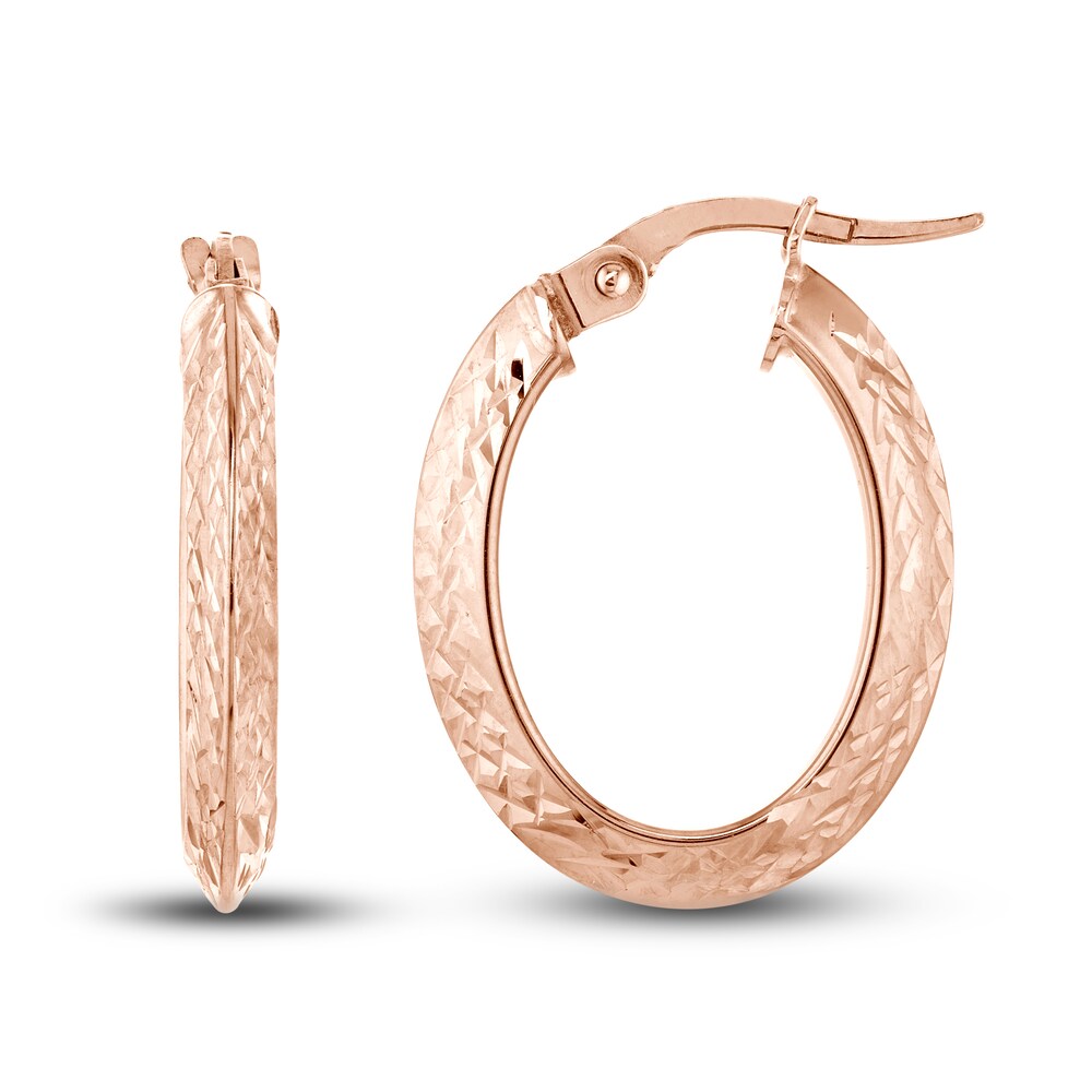 Diamond-Cut Knife Edge Hoop Earrings 14K Rose Gold qFyu8vrl