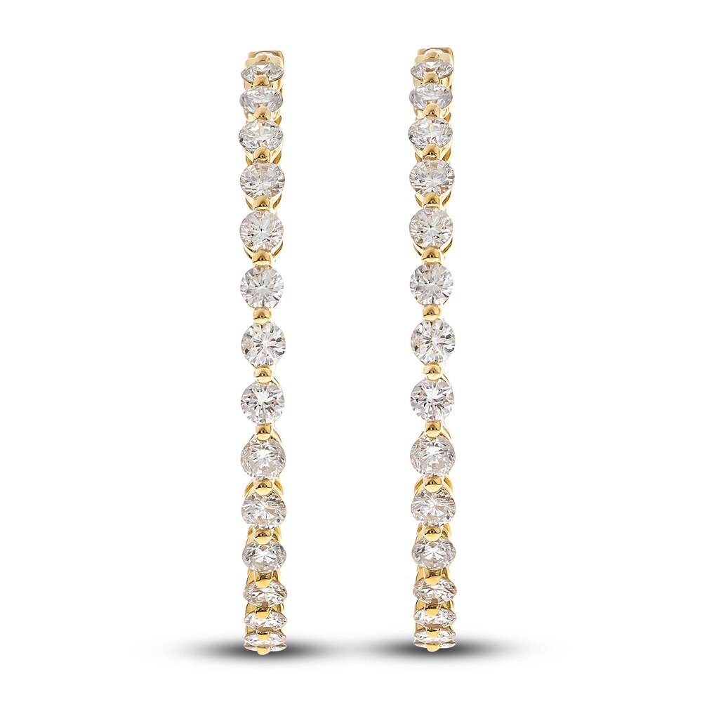Diamond Hoop Earrings 4-1/4 ct tw Round 14K Yellow Gold qIVSpu6V