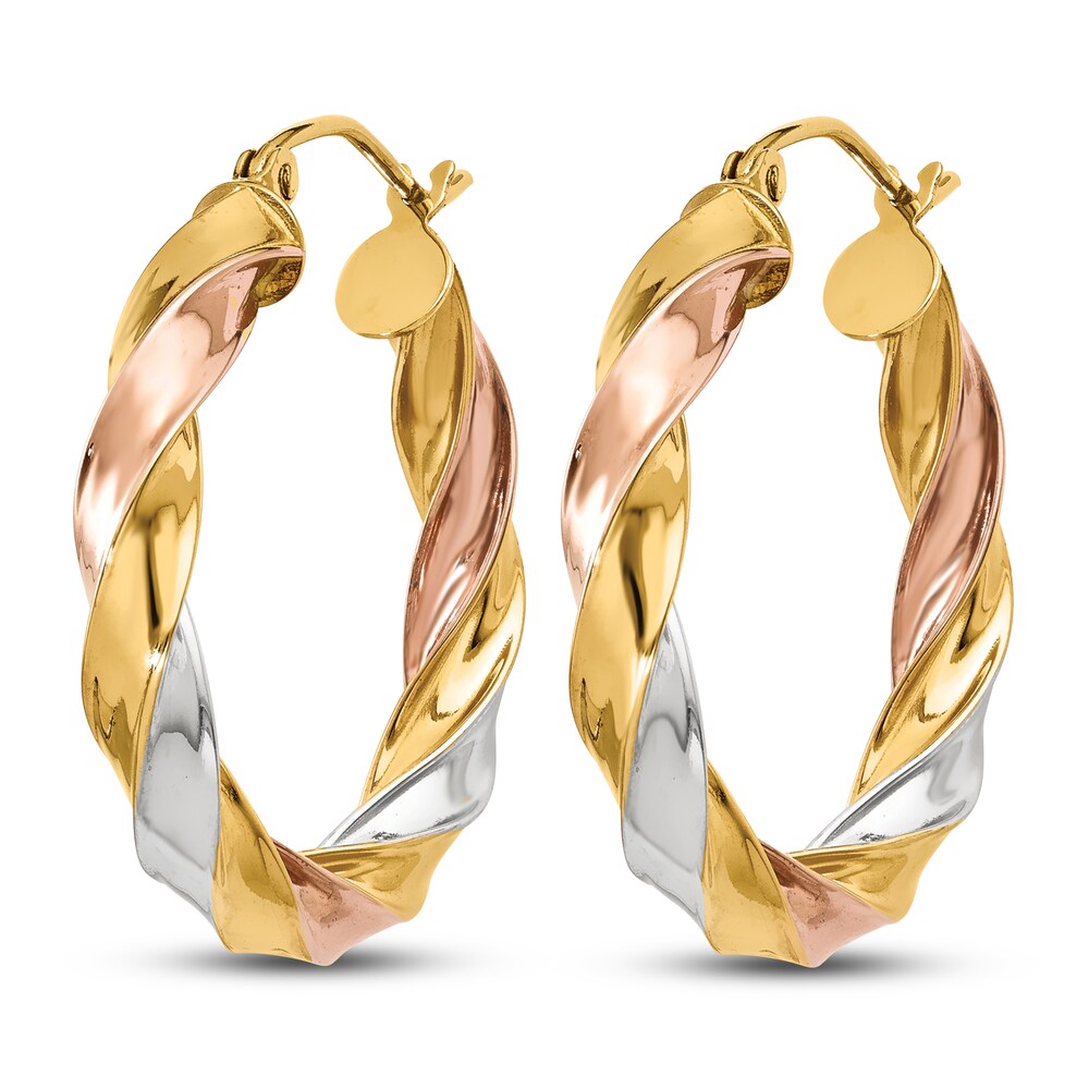 Light Twisted Hoop Earrings 14K Tri-Color Gold qXYdwLxK