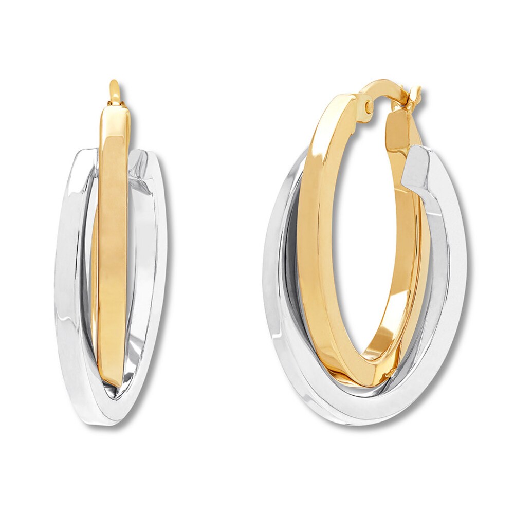 Double Hoop Earrings 14K Two-Tone Gold qg45IGqt Double Hoop Earrings 14K Two-Tone Gold qg45IGqt