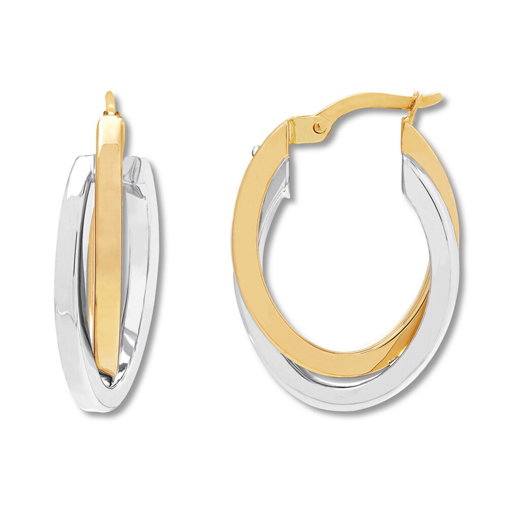 Double Hoop Earrings 14K Two-Tone Gold qg45IGqt Double Hoop Earrings 14K Two-Tone Gold qg45IGqt