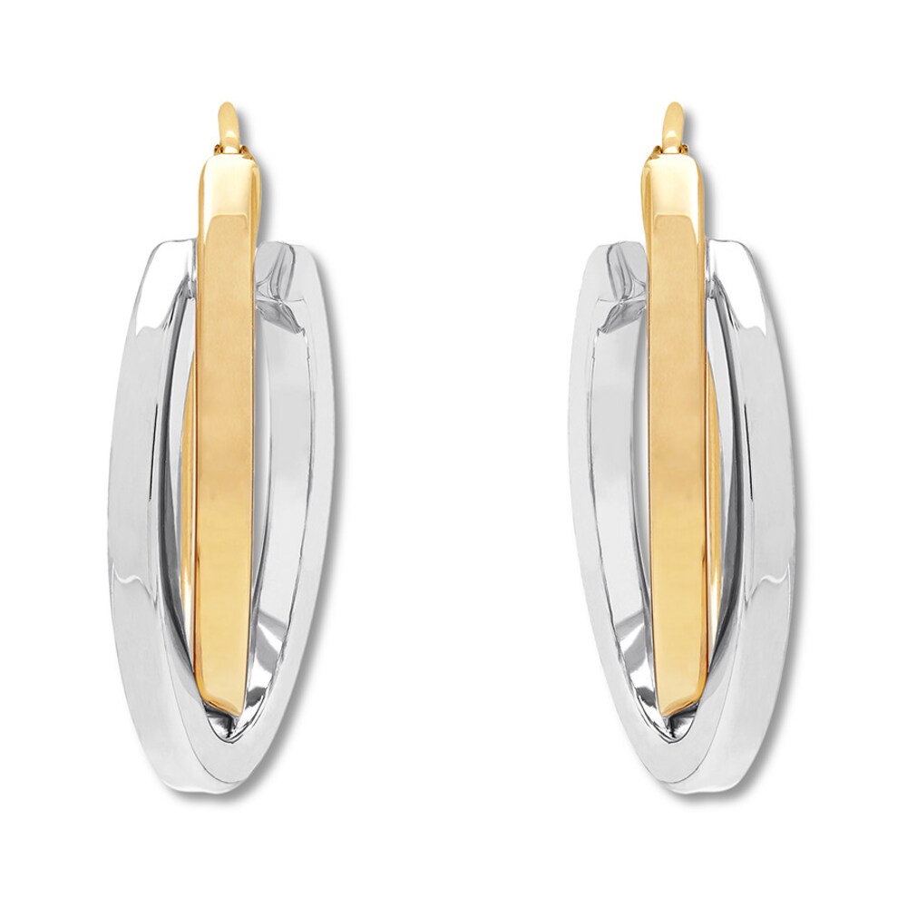 Double Hoop Earrings 14K Two-Tone Gold qg45IGqt Double Hoop Earrings 14K Two-Tone Gold qg45IGqt
