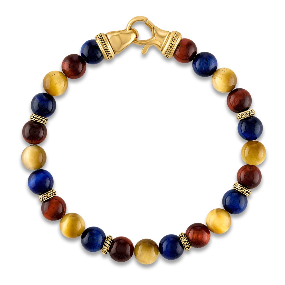 1933 by Esquire Men\'s Natural Quartz Bead Bracelet 18K Yellow Gold-Plated Sterling Silver 8.75\" qmq3Auo5 1933 by Esquire Men\'s Natural Quartz Bead Bracelet 18K Yellow Gold-Plated Sterling Silver 8.75\" qmq3Auo5