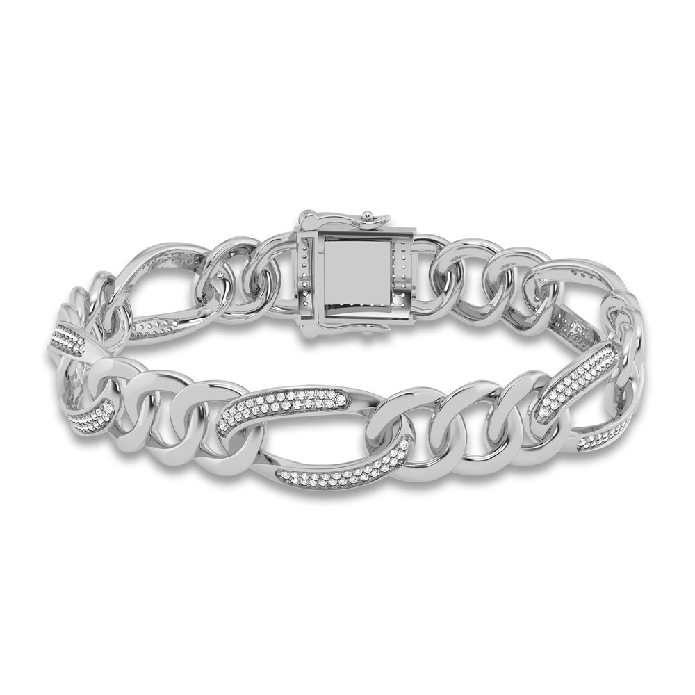 Men's Diamond Bracelet 1-1/2 ct tw Round 10K White Gold 8.5" qn7AJLJD Men's Diamond Bracelet 1-1/2 ct tw Round 10K White Gold 8.5" qn7AJLJD