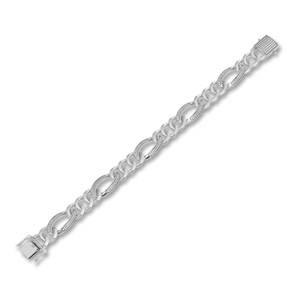 Men\'s Diamond Bracelet 1-1/2 ct tw Round 10K White Gold 8.5\" qn7AJLJD Men\'s Diamond Bracelet 1-1/2 ct tw Round 10K White Gold 8.5\" qn7AJLJD