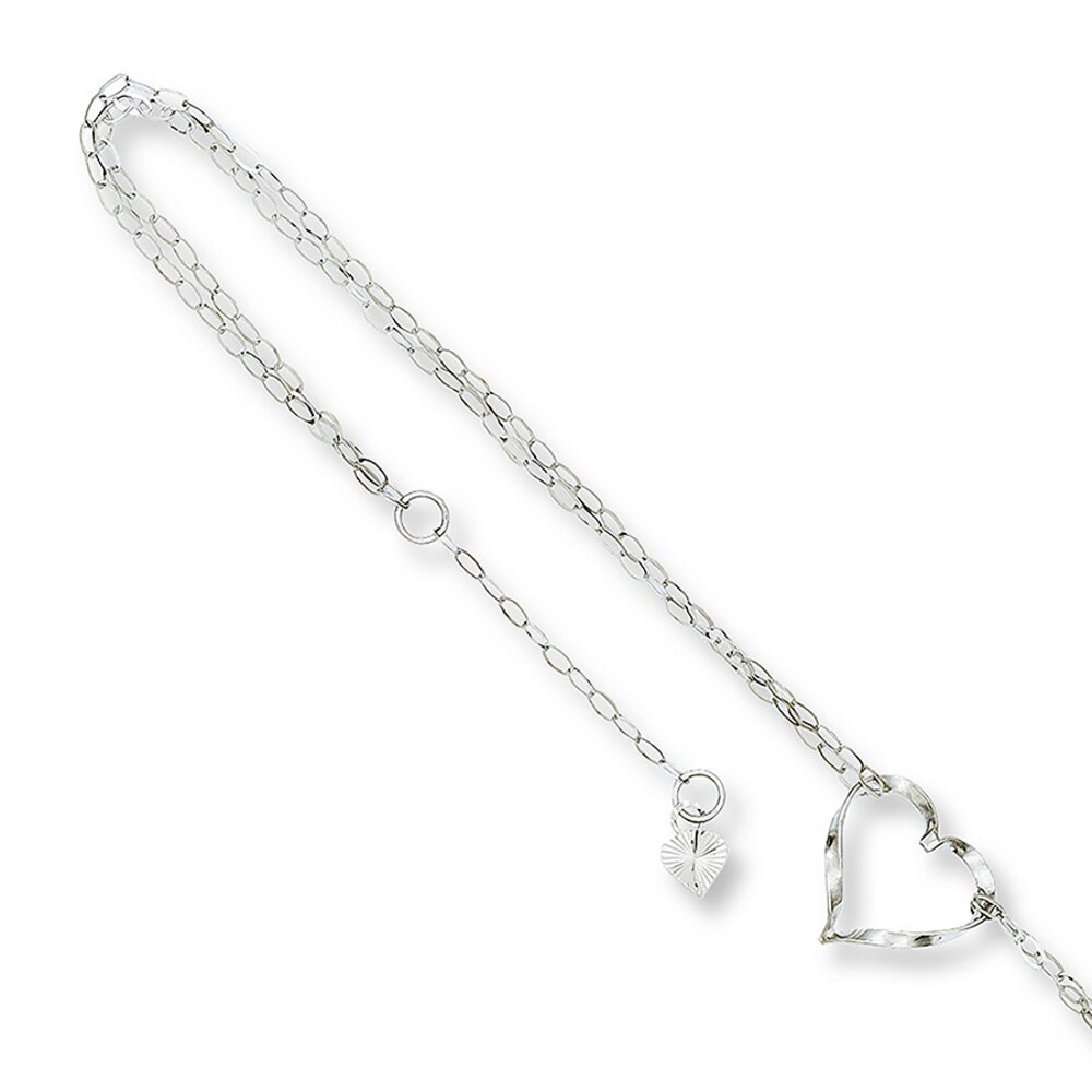 Heart Anklet 14K White Gold qnbarPuR