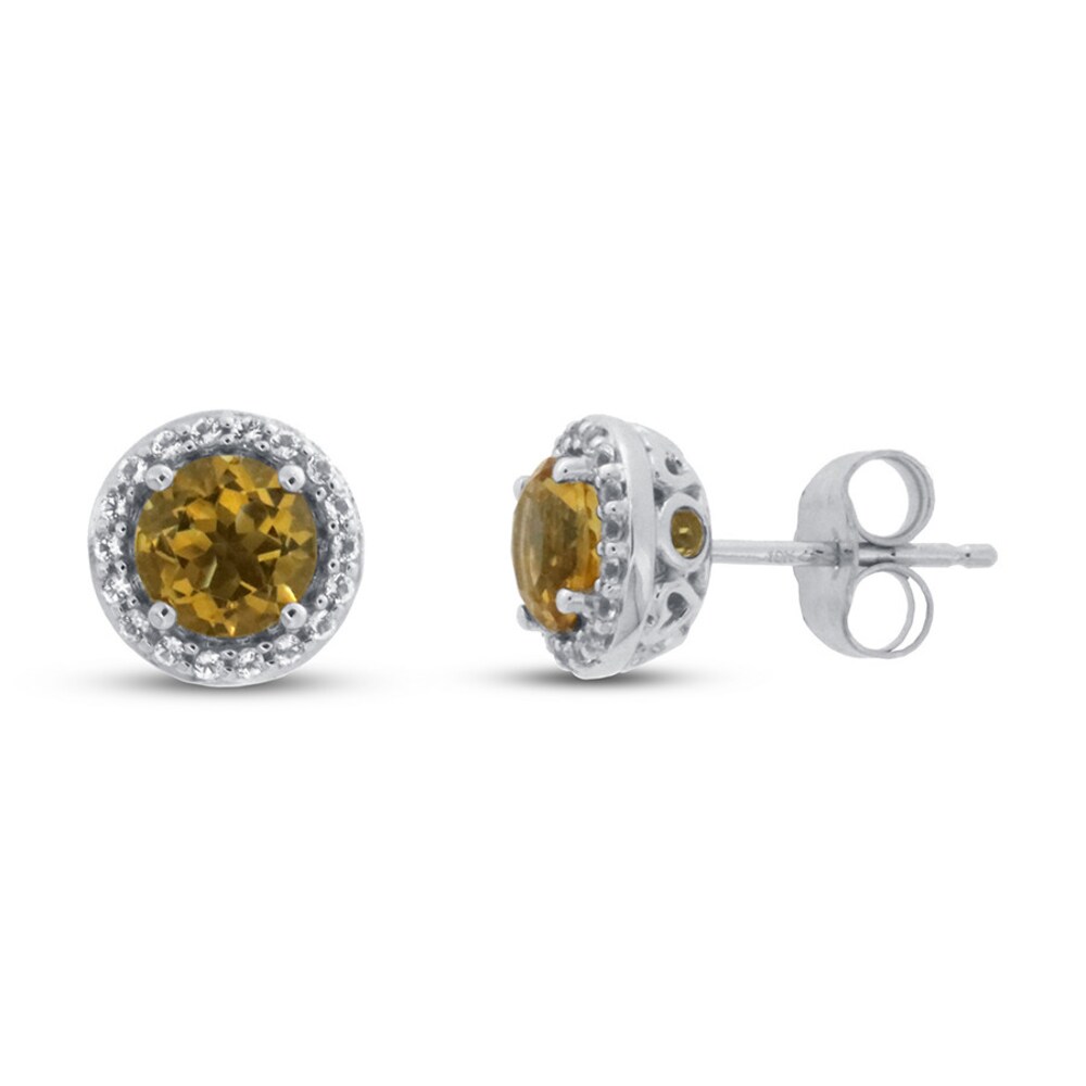Citrine & White Topaz Earrings 10K White Gold qpZxdg1G Citrine & White Topaz Earrings 10K White Gold qpZxdg1G