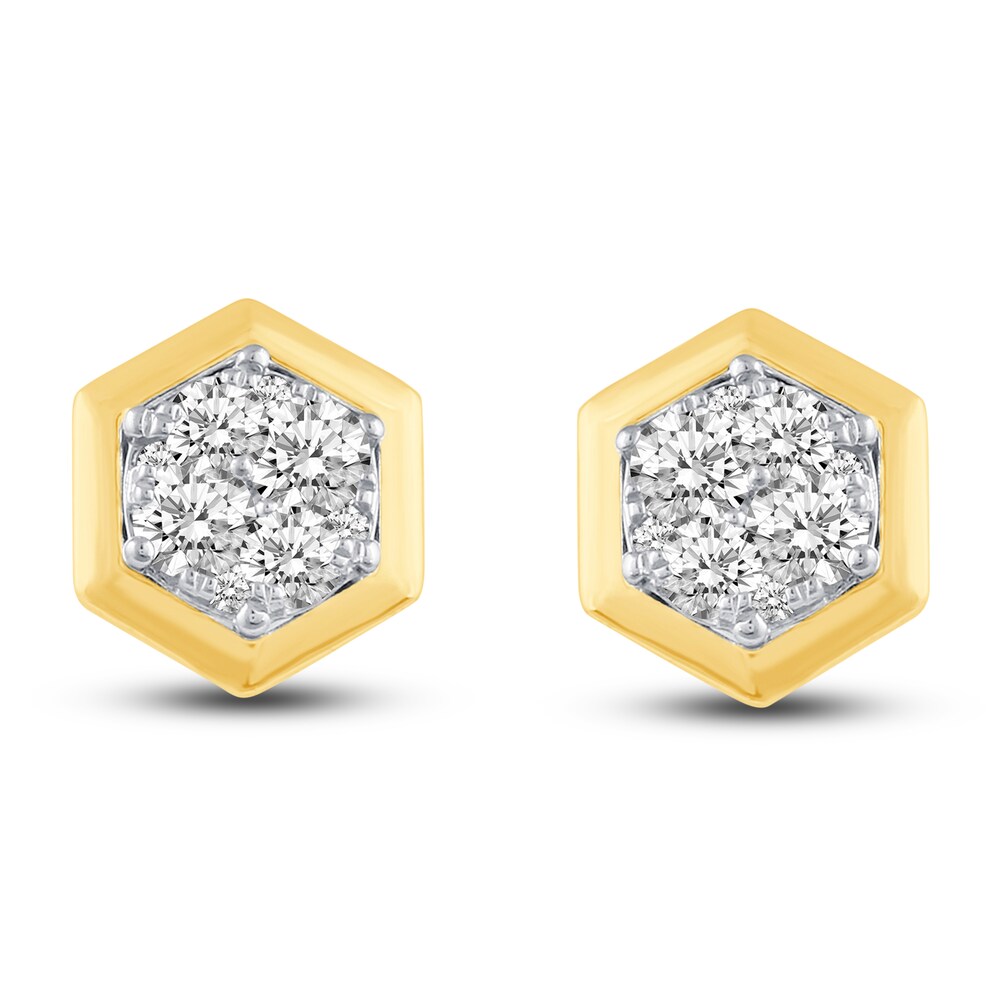Diamond Hexagon Earrings 1/2 ct tw Round 10K Yellow Gold qsUG1mLP