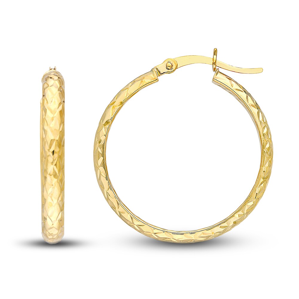 Diamond-Cut In/Out Hoop Earrings 14K Yellow Gold 25mm qx1v8oo7 Diamond-Cut In/Out Hoop Earrings 14K Yellow Gold 25mm qx1v8oo7