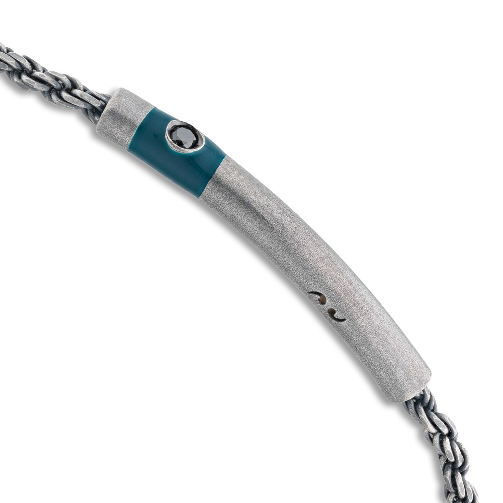 Marco Dal Maso Men\'s Black Diamond Accent Bracelet Green Enamel/Sterling Silver 8\" rJ9jB8i0 Marco Dal Maso Men\'s Black Diamond Accent Bracelet Green Enamel/Sterling Silver 8\" rJ9jB8i0