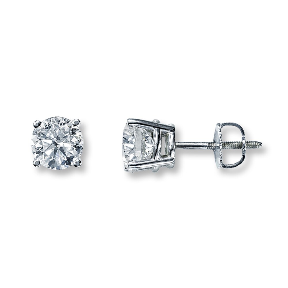 Diamond Earrings 1-1/2 ct tw Round 14K White Gold (I2/I) rMCWsWoL Diamond Earrings 1-1/2 ct tw Round 14K White Gold (I2/I) rMCWsWoL