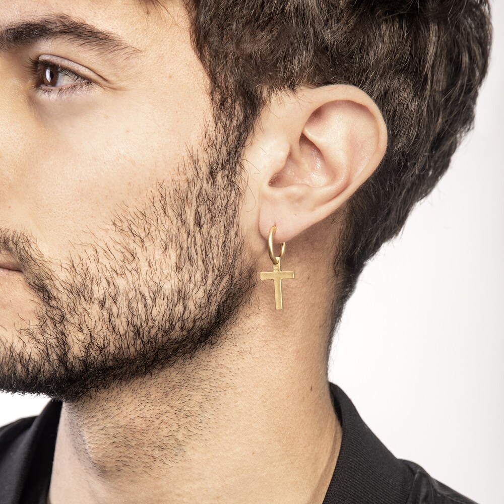 Marco Dal Maso Men\'s Cross Mono Hoop Earring Sterling Silver rMruhvet Marco Dal Maso Men\'s Cross Mono Hoop Earring Sterling Silver rMruhvet