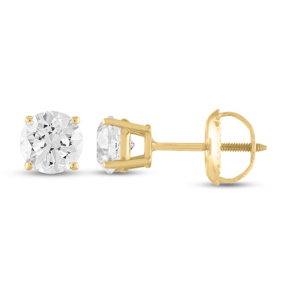 Diamond Solitaire Earrings 1-1/2 ct tw Round 18K Yellow Gold (I1/I) rNNIBnJ3 Diamond Solitaire Earrings 1-1/2 ct tw Round 18K Yellow Gold (I1/I) rNNIBnJ3