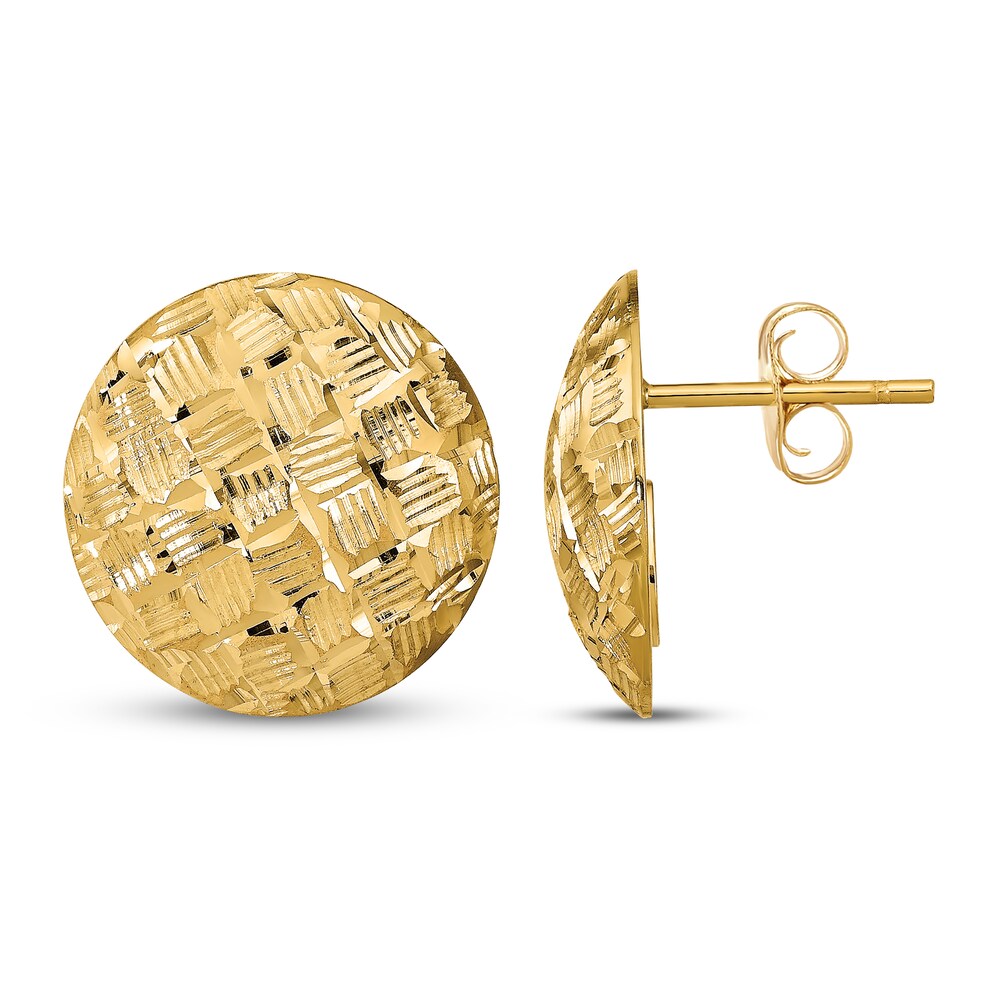 Diamond-cut Button Stud Earrings 14K Yellow Gold reM3ejJO Diamond-cut Button Stud Earrings 14K Yellow Gold reM3ejJO