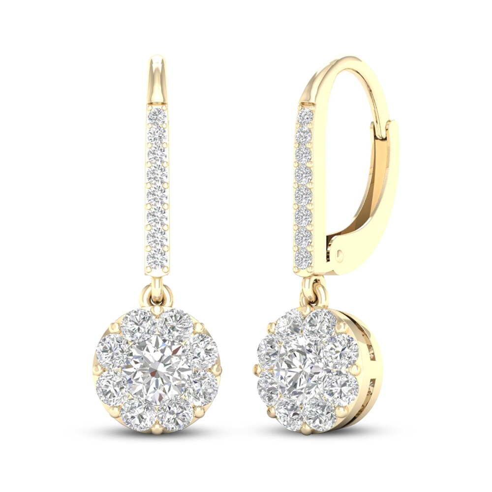 Diamond Dangle Earrings 1 1/10 ct tw Round 14K Yellow Gold rfI7nsu1 Diamond Dangle Earrings 1 1/10 ct tw Round 14K Yellow Gold rfI7nsu1