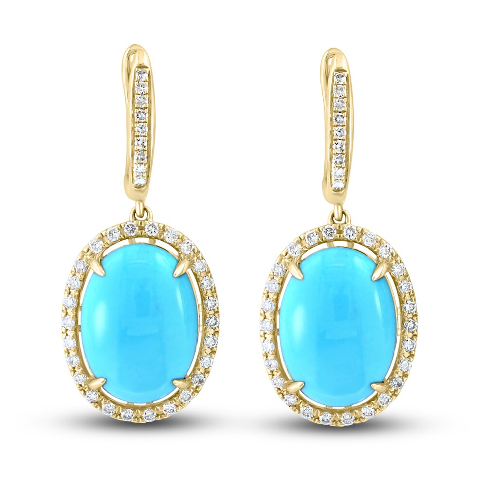 LALI Jewels Natural Turquoise Earrings 5/8 ct tw Diamonds 14K Yellow Gold rhSqFoOM LALI Jewels Natural Turquoise Earrings 5/8 ct tw Diamonds 14K Yellow Gold rhSqFoOM