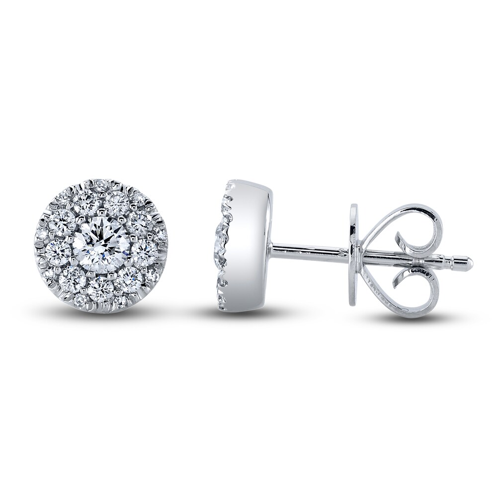 Shy Creation Diamond Cluster Earrings 1/2 ct tw Round 14K White Gold SC22008052 rhdHVUYb