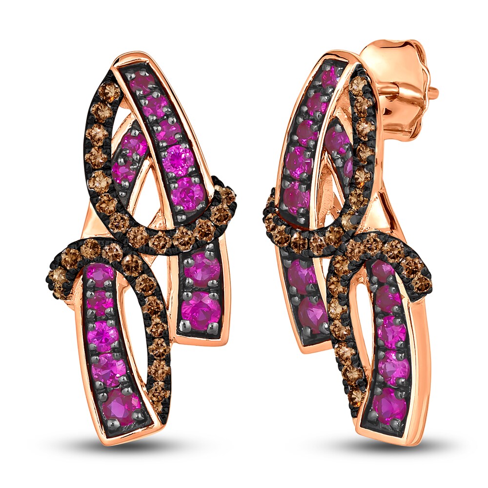 Le Vian Wrapped In Chocolate Natural Pink Sapphire Earrings 1/3 ct tw Diamonds 14K Strawberry Gold rmB9rkoh Le Vian Wrapped In Chocolate Natural Pink Sapphire Earrings 1/3 ct tw Diamonds 14K Strawberry Gold rmB9rkoh