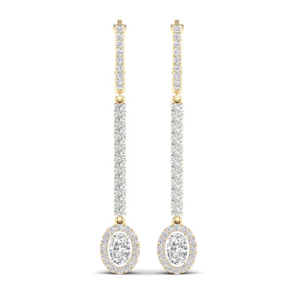 Lab-Created Diamond Dangle Earrings 1-1/2 ct tw Oval/Round 14K Yellow Gold rnbWBcQQ Lab-Created Diamond Dangle Earrings 1-1/2 ct tw Oval/Round 14K Yellow Gold rnbWBcQQ