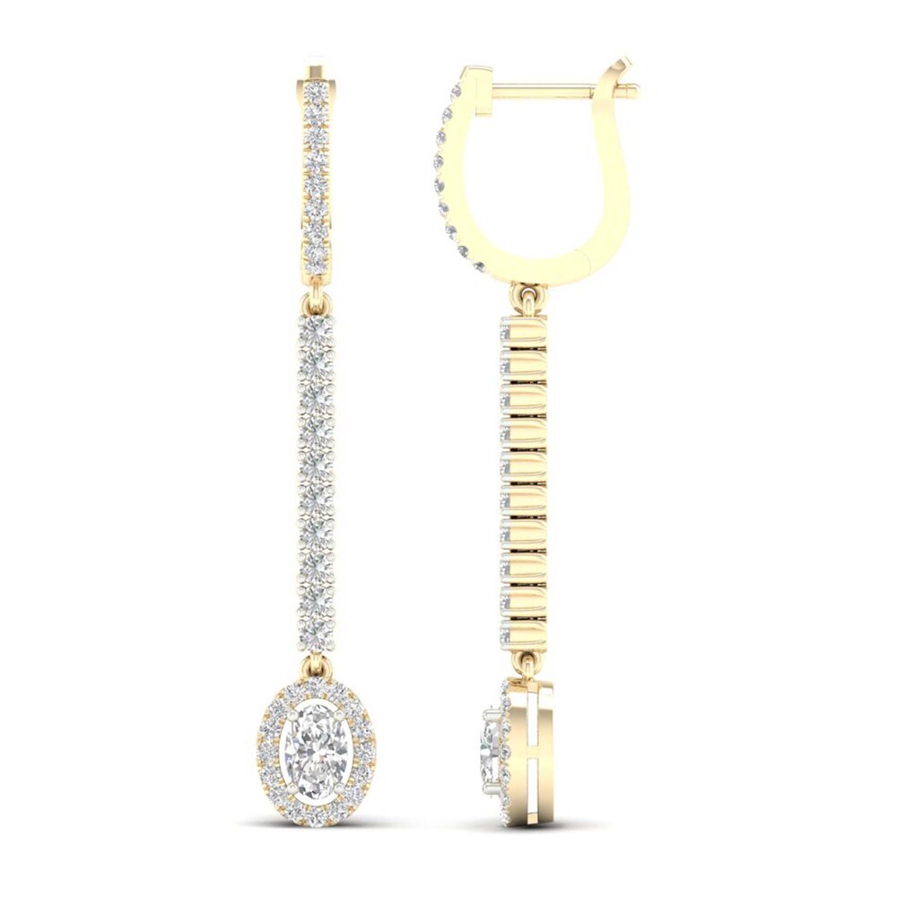 Lab-Created Diamond Dangle Earrings 1-1/2 ct tw Oval/Round 14K Yellow Gold rnbWBcQQ Lab-Created Diamond Dangle Earrings 1-1/2 ct tw Oval/Round 14K Yellow Gold rnbWBcQQ