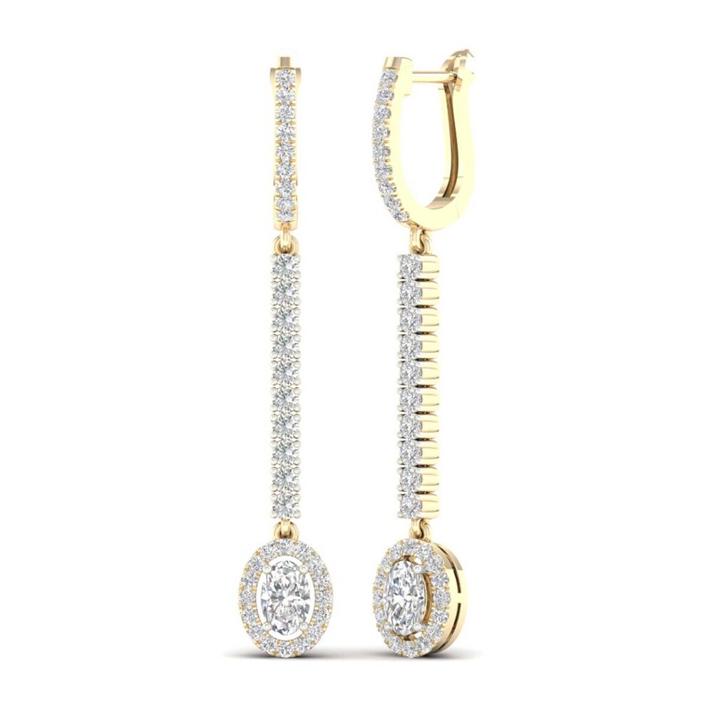 Lab-Created Diamond Dangle Earrings 1-1/2 ct tw Oval/Round 14K Yellow Gold rnbWBcQQ Lab-Created Diamond Dangle Earrings 1-1/2 ct tw Oval/Round 14K Yellow Gold rnbWBcQQ