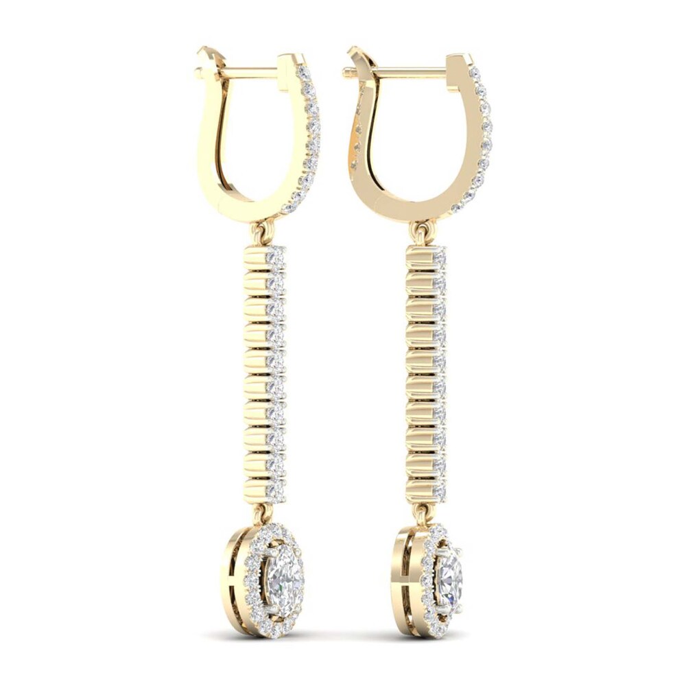 Lab-Created Diamond Dangle Earrings 1-1/2 ct tw Oval/Round 14K Yellow Gold rnbWBcQQ Lab-Created Diamond Dangle Earrings 1-1/2 ct tw Oval/Round 14K Yellow Gold rnbWBcQQ