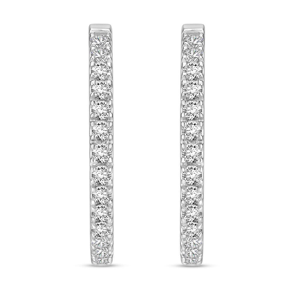 Diamond Hoop Earrings 1-1/2 ct tw Round 18K White Gold rpOT3QO6