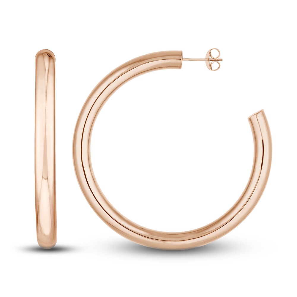 Polished Hoop Earrings 14K Rose Gold 50mm rxvP6s4L