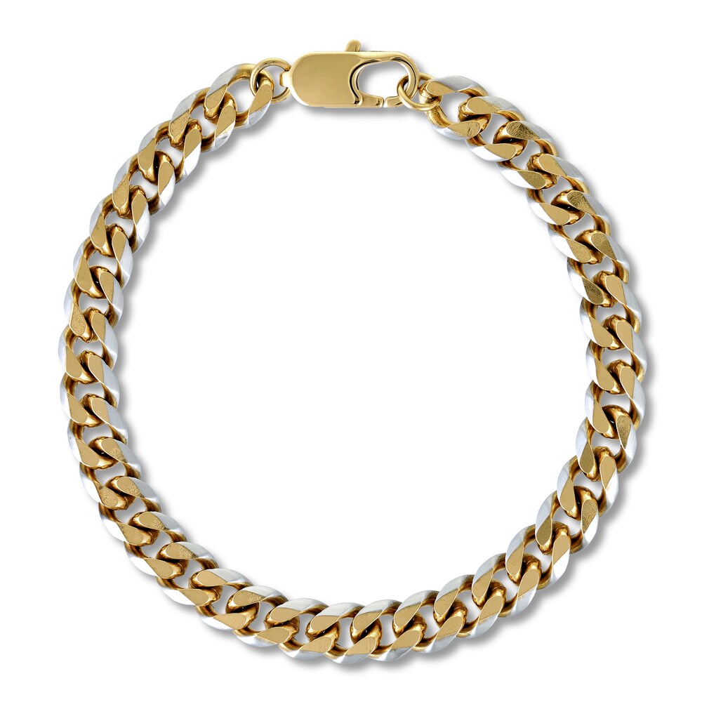 Curb Chain Bracelet Two-Tone Stainless Steel 8.5\" s2xvS6KY Curb Chain Bracelet Two-Tone Stainless Steel 8.5\" s2xvS6KY