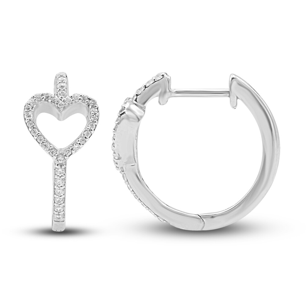 Diamond Heart Hoop Earrings 1/5 ct tw Round 14K White Gold s7fMW8e1 Diamond Heart Hoop Earrings 1/5 ct tw Round 14K White Gold s7fMW8e1