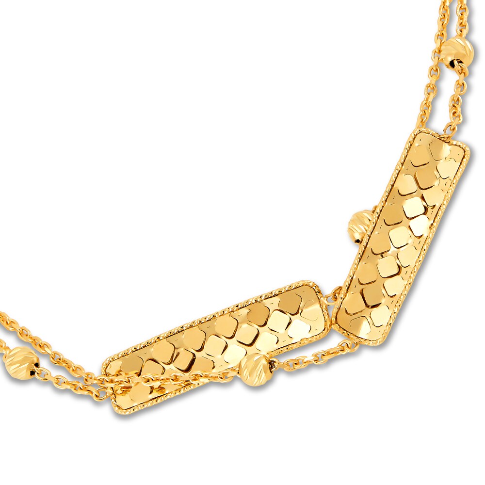 Italia D\'Oro Bar & Bead Double Row Bracelet 14K Yellow Gold s97lKYQW Italia D\'Oro Bar & Bead Double Row Bracelet 14K Yellow Gold s97lKYQW
