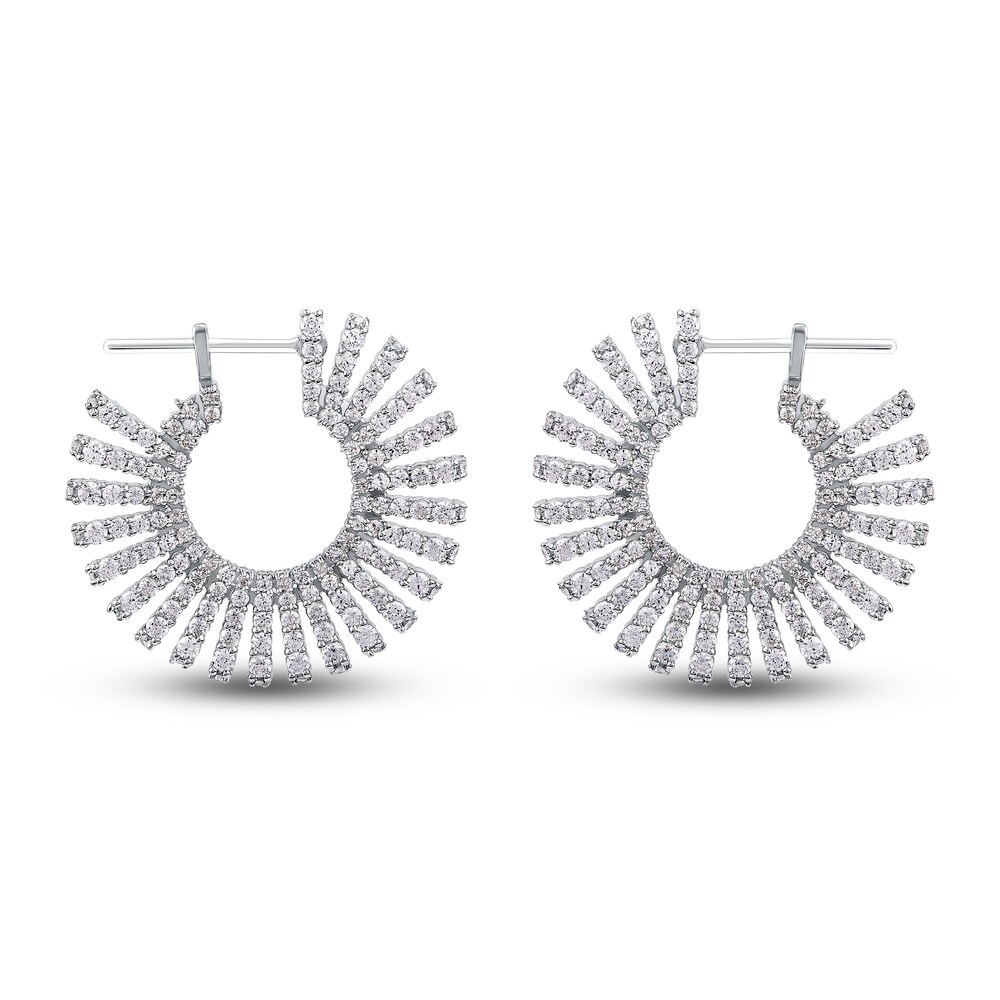 Diamond Fashion Hoop Earrings 3 ct tw Round 14K White Gold sAAKA5Tg