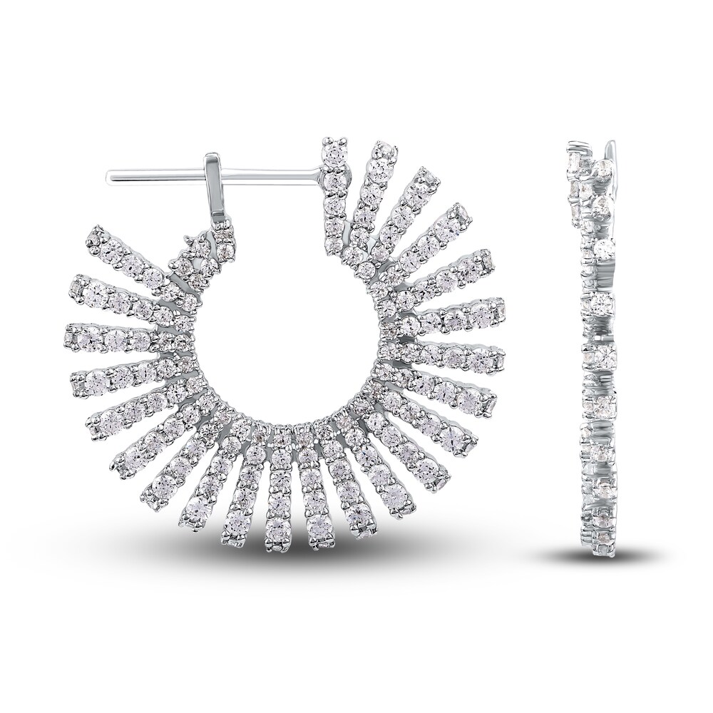 Diamond Fashion Hoop Earrings 3 ct tw Round 14K White Gold sAAKA5Tg Diamond Fashion Hoop Earrings 3 ct tw Round 14K White Gold sAAKA5Tg