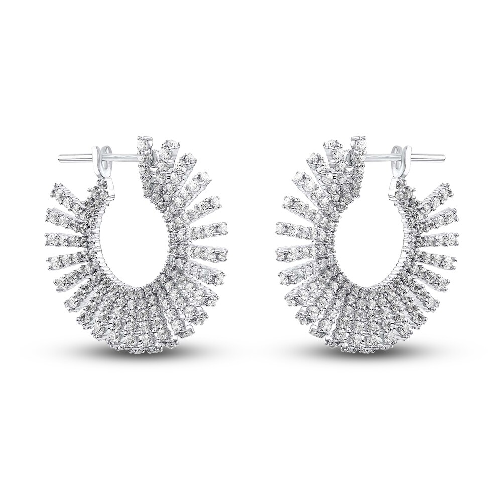 Diamond Fashion Hoop Earrings 3 ct tw Round 14K White Gold sAAKA5Tg Diamond Fashion Hoop Earrings 3 ct tw Round 14K White Gold sAAKA5Tg
