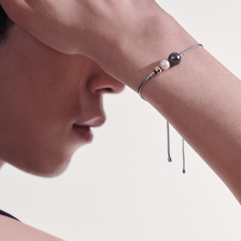 John Hardy Cultured Tahitian & Cultured Freshwater Pearl Bolo Bracelet 18K Yellow Gold/Sterling Silver sIqkpW2C