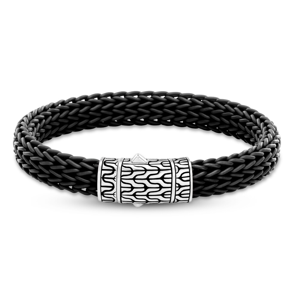 John Hardy Men's Classic Chain Station Bracelet Rubber/Sterling Silver 8.09" sbbnbxdB John Hardy Men's Classic Chain Station Bracelet Rubber/Sterling Silver 8.09" sbbnbxdB