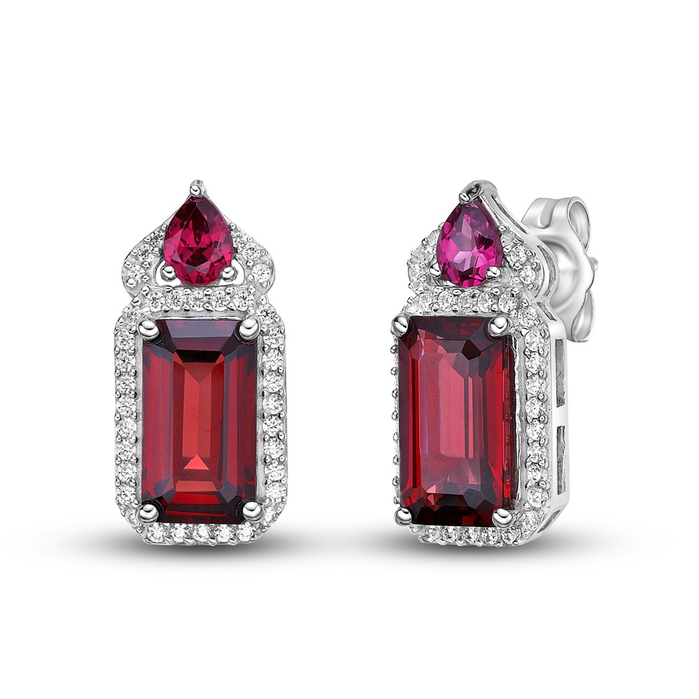 Natural Garnet Earrings 1/4 ct tw Diamonds 10K White Gold sqnHaj81 Natural Garnet Earrings 1/4 ct tw Diamonds 10K White Gold sqnHaj81