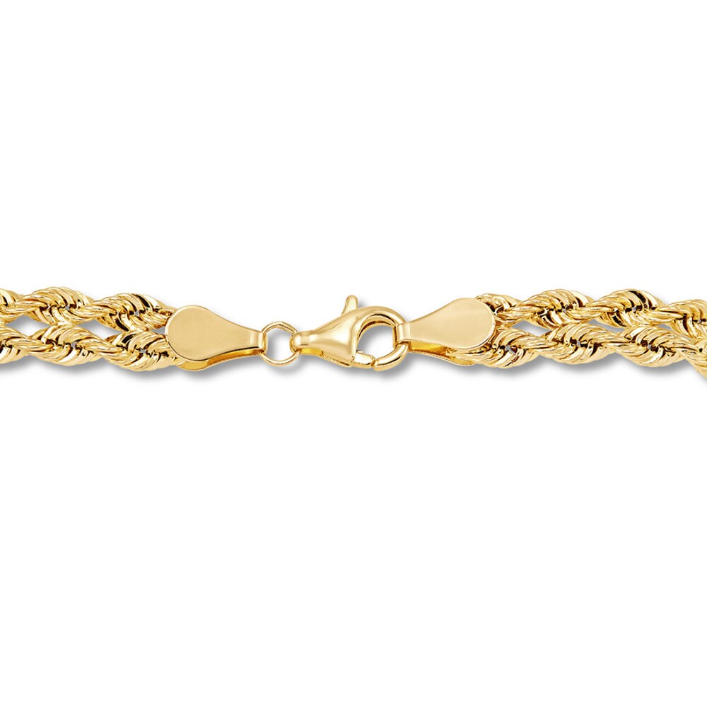 Rope Chain Bracelet 10K Yellow Gold 7.25\" ss5PyGL7 Rope Chain Bracelet 10K Yellow Gold 7.25\" ss5PyGL7