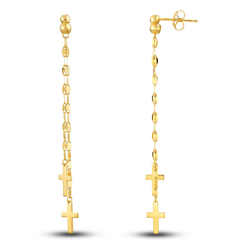 Cross Dangle Earrings 14K Yellow Gold t42bwak8