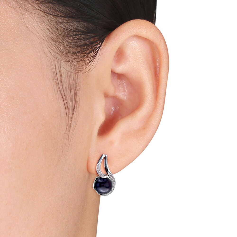 Cultured Pearl & Diamond Earrings 1/20 ct tw Sterling Silver t4NveL9C Cultured Pearl & Diamond Earrings 1/20 ct tw Sterling Silver t4NveL9C