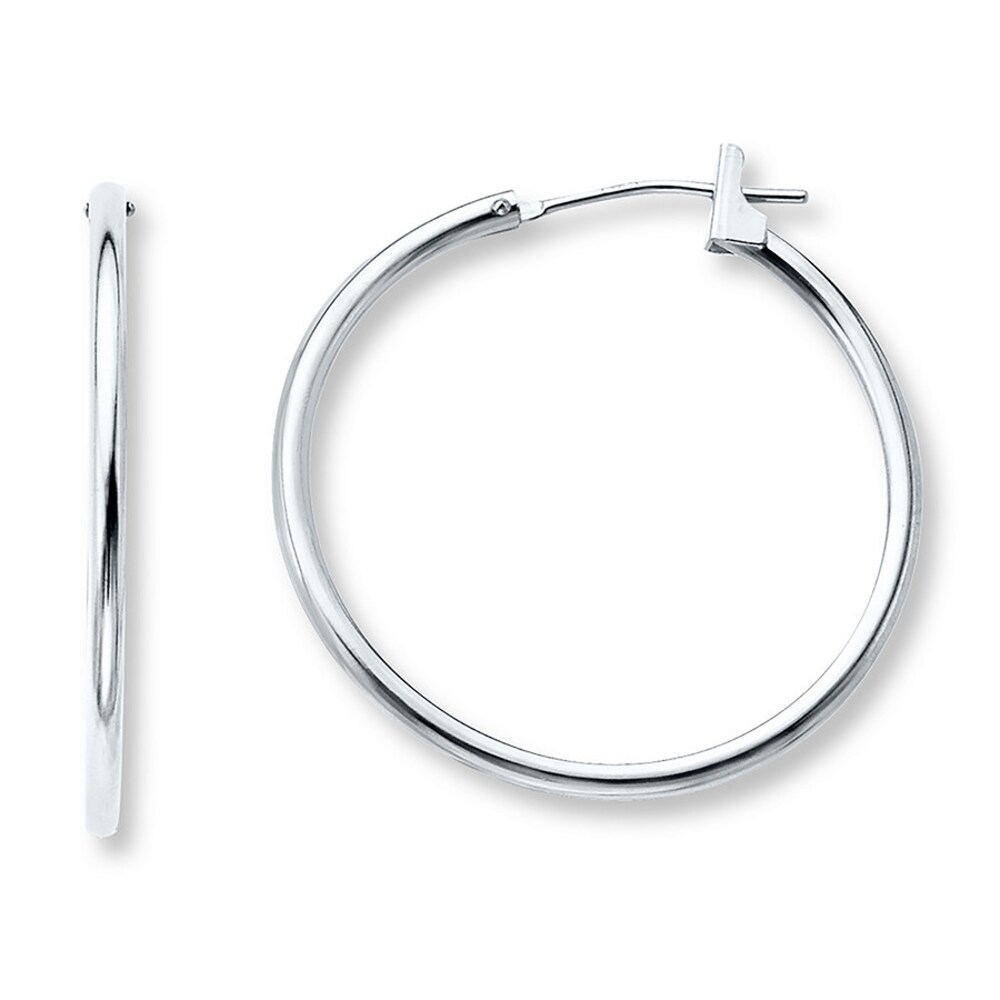 Hoop Earrings 14K White Gold 25mm t5lRICMX Hoop Earrings 14K White Gold 25mm t5lRICMX