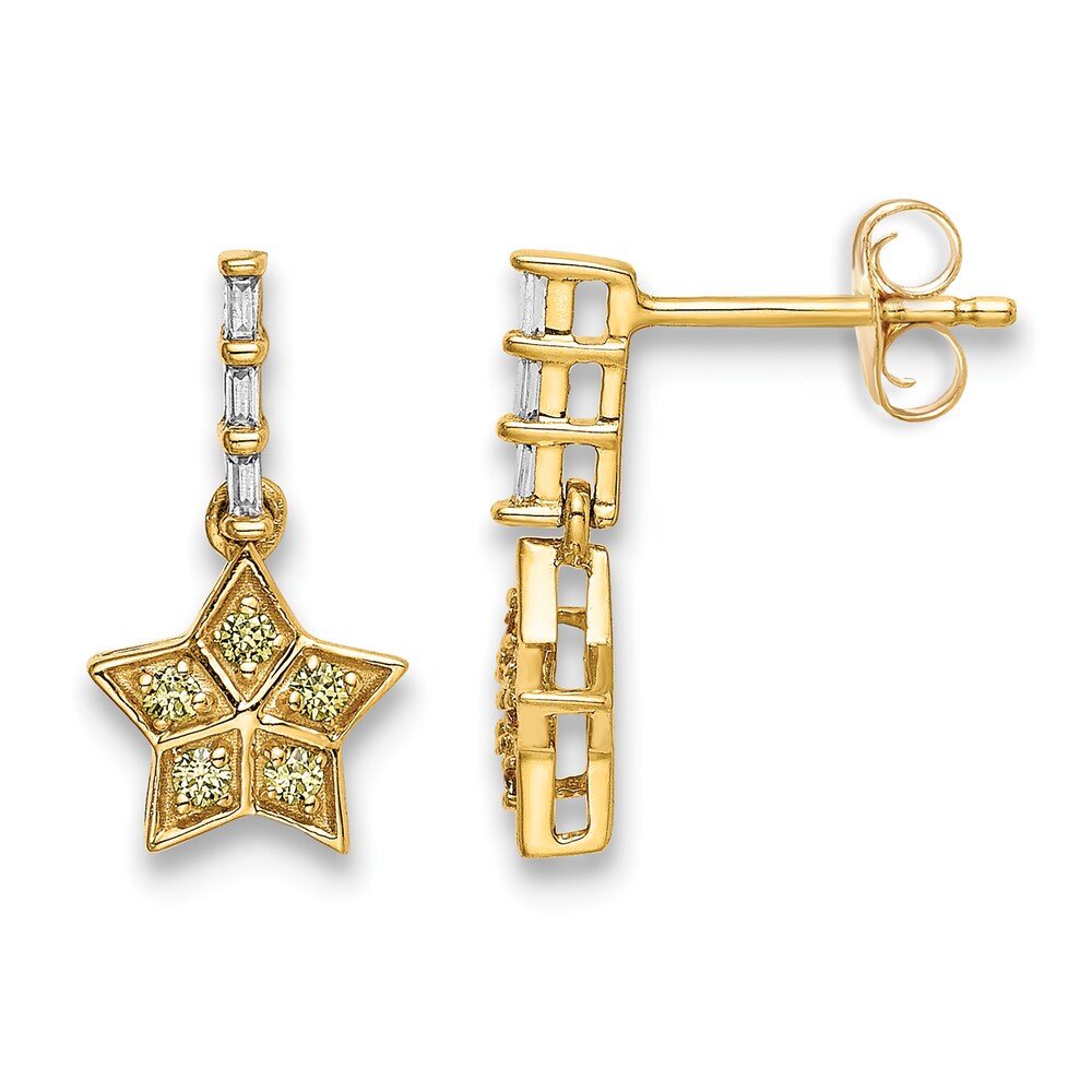Natural Yellow Sapphire Dangle Earrings 1/20 ct tw Diamonds 14K Yellow Gold tIELlhkf Natural Yellow Sapphire Dangle Earrings 1/20 ct tw Diamonds 14K Yellow Gold tIELlhkf