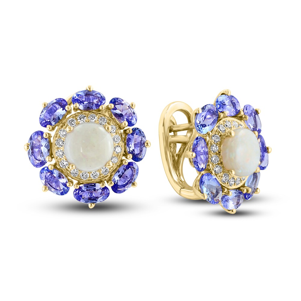 LALI Jewels Natural Opal & Natural Tanzanite Earrings 1/3 ct tw Diamonds 14K Yellow Gold tIdc2lru LALI Jewels Natural Opal & Natural Tanzanite Earrings 1/3 ct tw Diamonds 14K Yellow Gold tIdc2lru