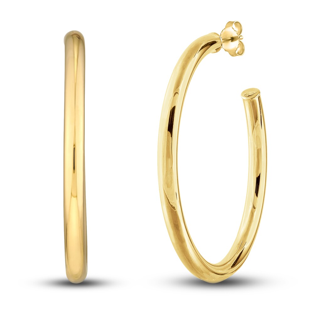 Polished Open Hoop Earrings 14K Yellow Gold 50mm tbEJaU2g Polished Open Hoop Earrings 14K Yellow Gold 50mm tbEJaU2g