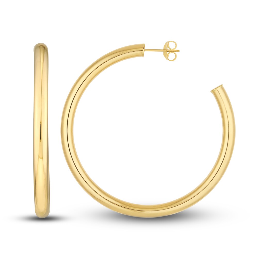 Polished Open Hoop Earrings 14K Yellow Gold 50mm tbEJaU2g Polished Open Hoop Earrings 14K Yellow Gold 50mm tbEJaU2g