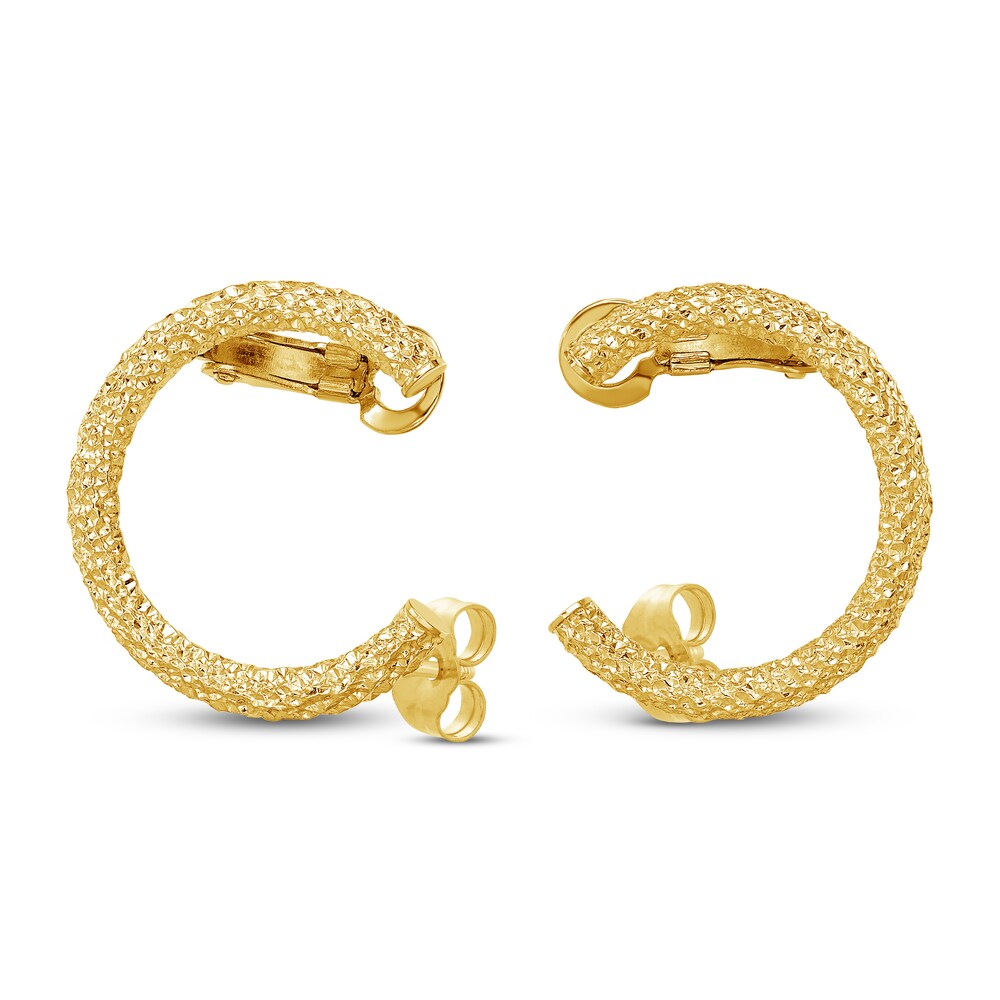 Diamond-Cut Climber Hoop Earrings 14K Yellow Gold tsu1i12n Diamond-Cut Climber Hoop Earrings 14K Yellow Gold tsu1i12n