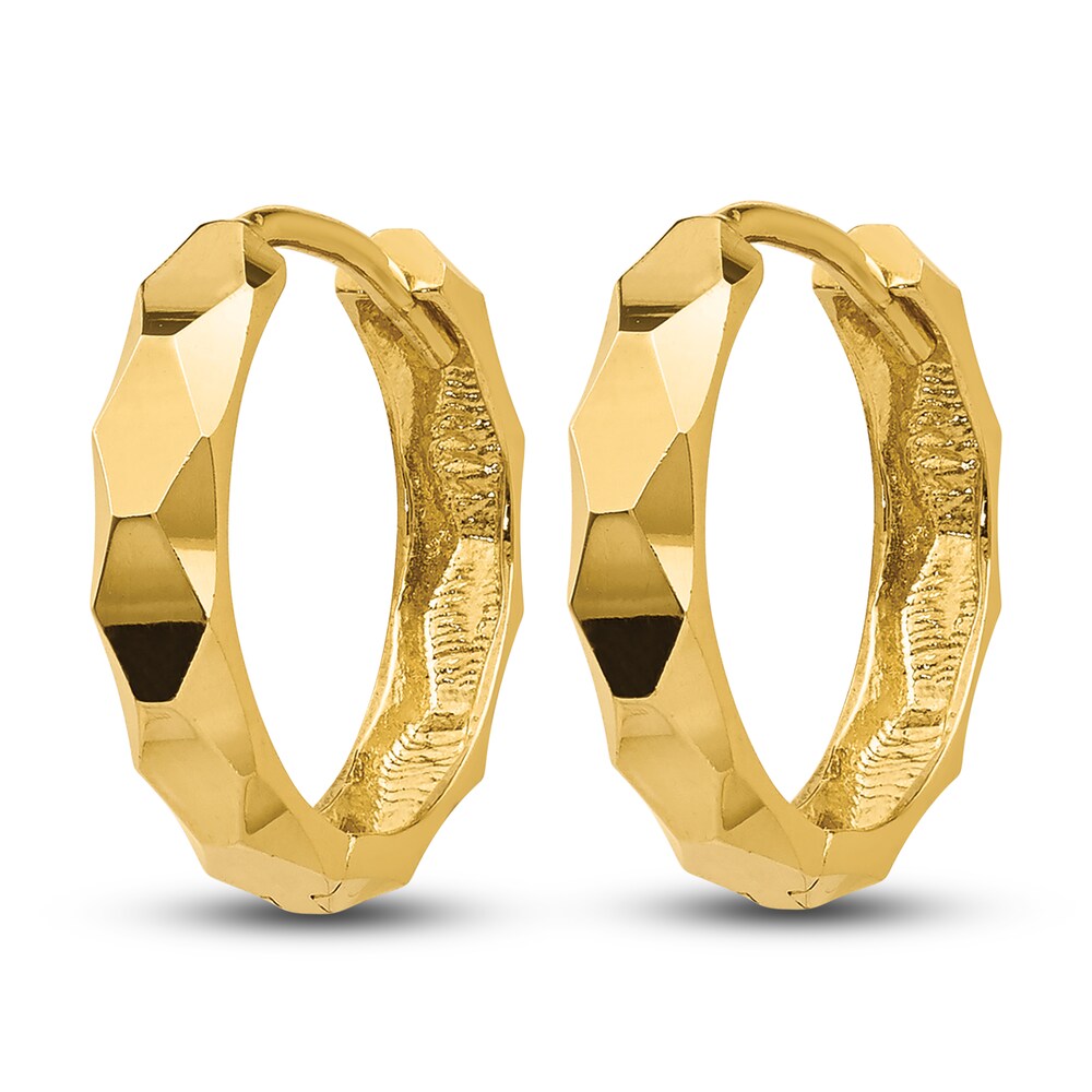 Diamond-Cut Hoop Earrings 14K Yellow Gold tve8nkjG