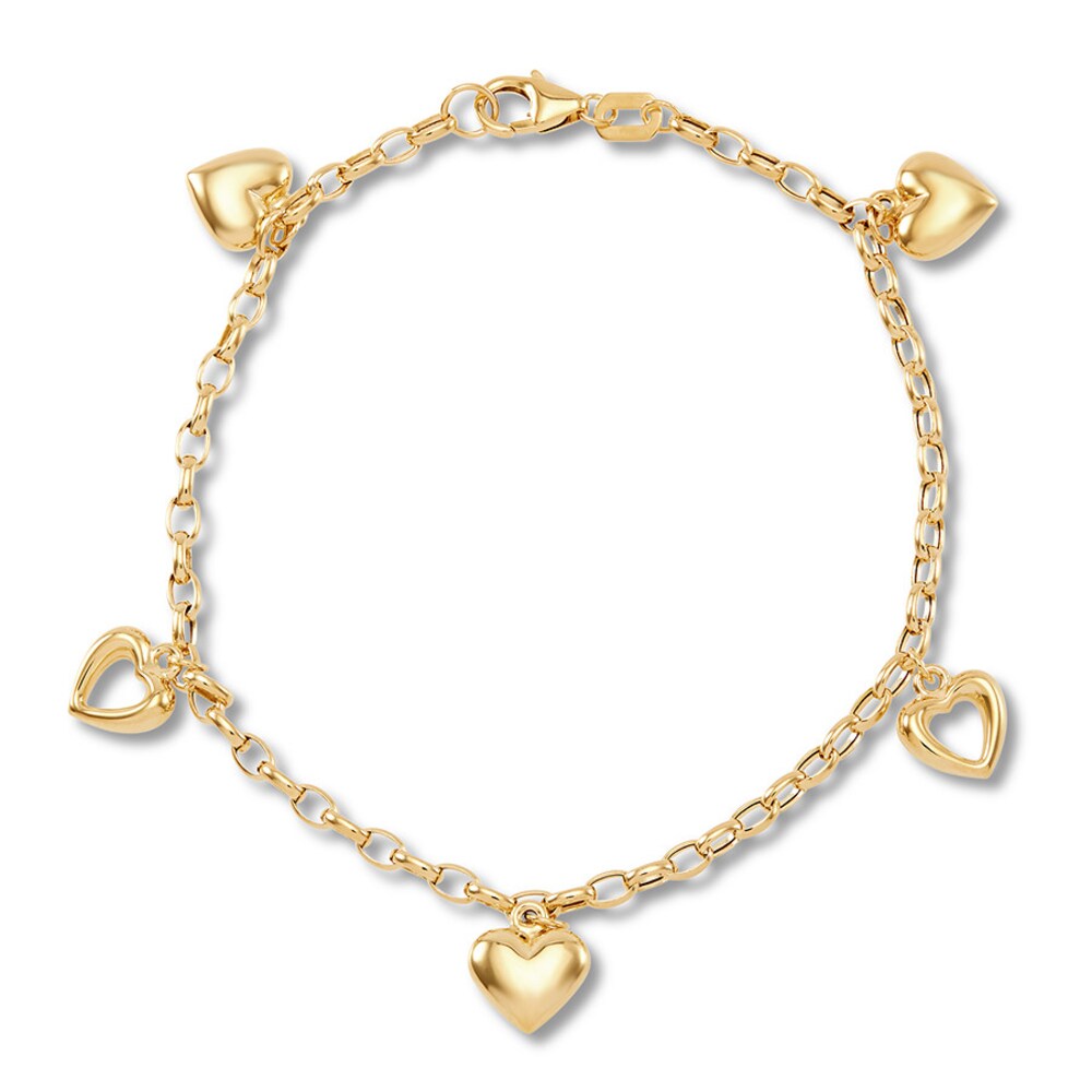 Heart Charm Bracelet 10K Yellow Gold 7.25" Length txE1RJW8 Heart Charm Bracelet 10K Yellow Gold 7.25" Length txE1RJW8